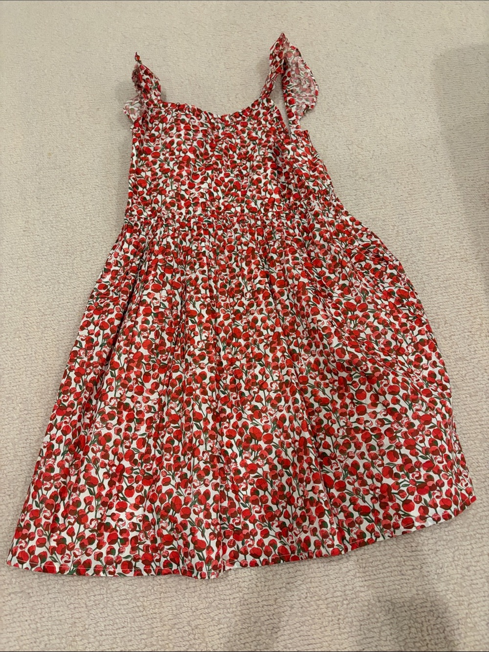 Girls Red flower Print Summer Dress
